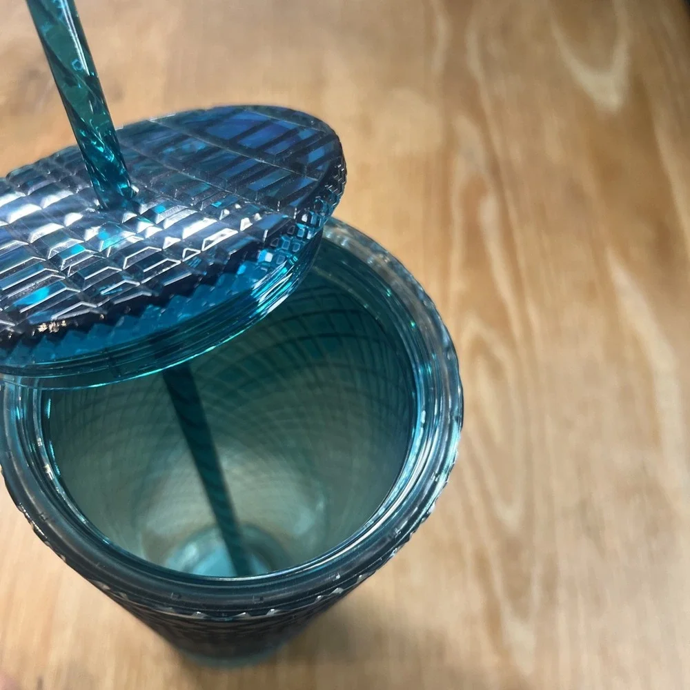 Starbucks Tumbler Teal Treen Blue Jeweled Ombre Cold Cup‎  24 fl oz NEW